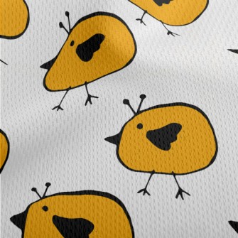 Yellow Bird Doodle Athletic Mesh Flat Back