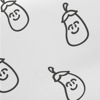 Black And White Smiling Eggpla Twill