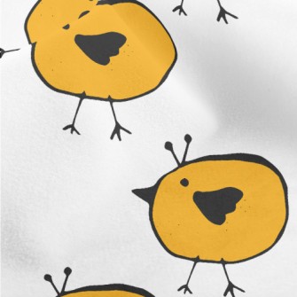 Yellow Bird Doodle Micro Fleece