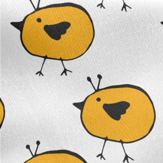 Yellow Bird Doodle Jersey Backed Fleece