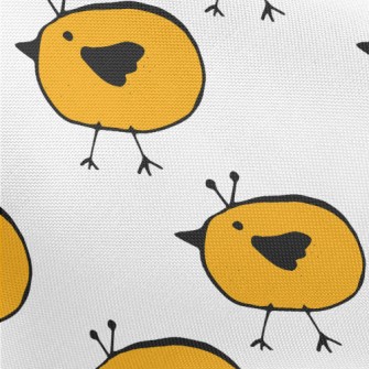 Yellow Bird Doodle Pongee