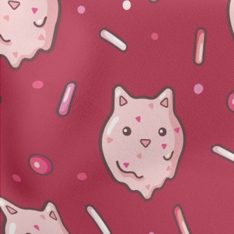 Strawberry Cat Ice Cream Lightweight Cotton Poplin