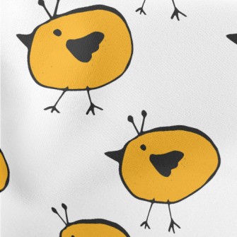 Yellow Bird Doodle Lightweight Cotton Poplin