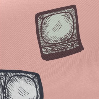Hand Drawn Retro Tv Midweight Cotton Poplin
