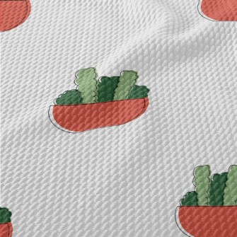 Hand Drawn Succulents Birdseye Piqué