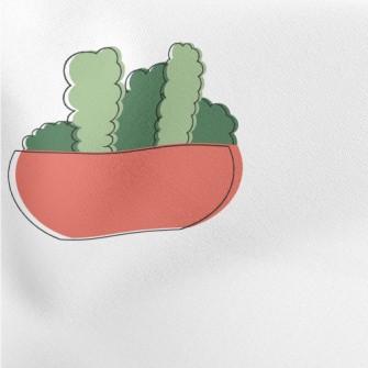 Hand Drawn Succulents Stretch Ponte