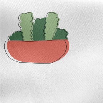 Hand Drawn Succulents Jersey Backed Fleece