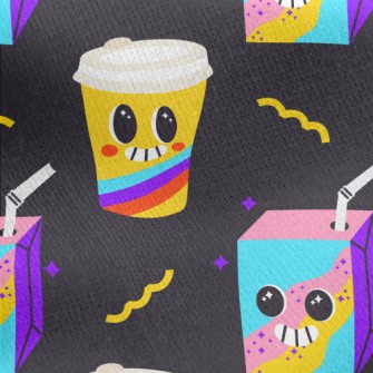 Colorful Drinks And Coffee Jersey Backed Fleece