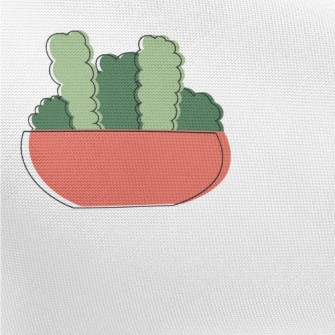 Hand Drawn Succulents Pongee