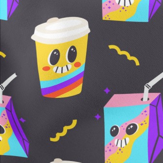 Colorful Drinks And Coffee Lightweight Cotton Poplin