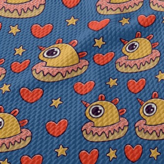 Cute Monster Donut Birdseye Piqué