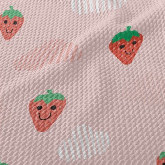 Hand Drawn Strawberry And Clou Birdseye Piqué