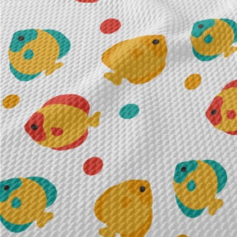 Cartoon Colorful Tropical Fish Birdseye Piqué