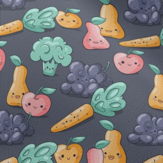 Happy Cartoon Fruits And Veget Chiffon