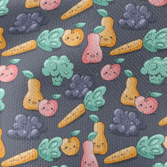 Happy Cartoon Fruits And Veget Waterproof Canvas