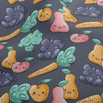 Happy Cartoon Fruits And Veget Athletic Mesh Flat Back