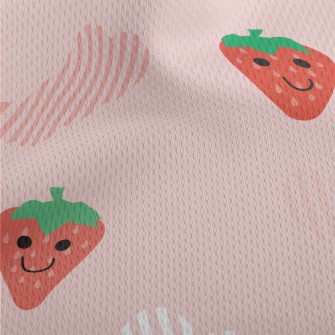 Hand Drawn Strawberry And Clou Athletic Mesh Flat Back