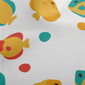 Cartoon Colorful Tropical Fish Athletic Mesh Flat Back