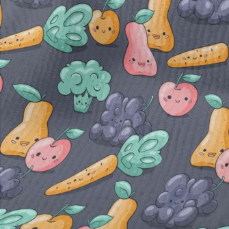 Happy Cartoon Fruits And Veget Terry