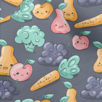 Happy Cartoon Fruits And Veget Micro Fleece