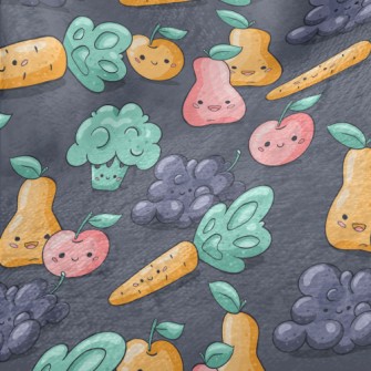 Happy Cartoon Fruits And Veget Minky