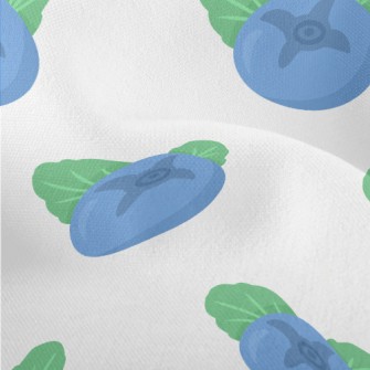 Fresh Hand Drawn Blueberries Lightweight Performance Linen
