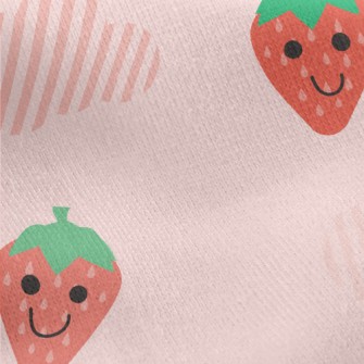 Hand Drawn Strawberry And Clou Jersey Backed Fleece