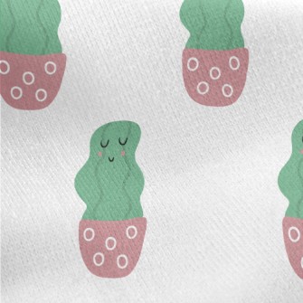 Calm Smiling Cactus Jersey Backed Fleece