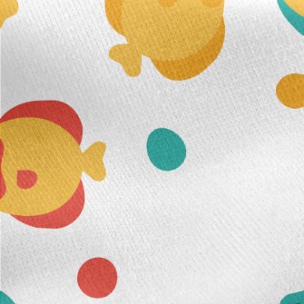 Cartoon Colorful Tropical Fish Jersey Backed Fleece