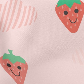 Hand Drawn Strawberry And Clou Lightweight Cotton Poplin