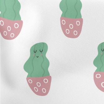 Calm Smiling Cactus Lightweight Cotton Poplin