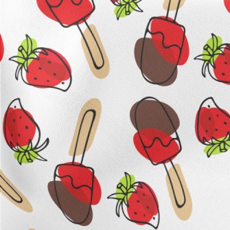 Strawberry Chocolate Popsicles Lightweight Cotton Poplin