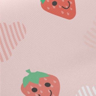 Hand Drawn Strawberry And Clou Midweight Cotton Poplin