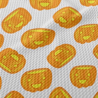 Cute Smiling Pumpkin Lantern Birdseye Piqué