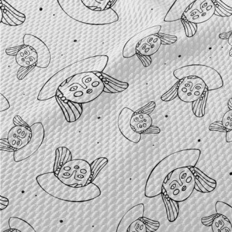 Hand Drawn Cartoon Girl Face Birdseye Piqué