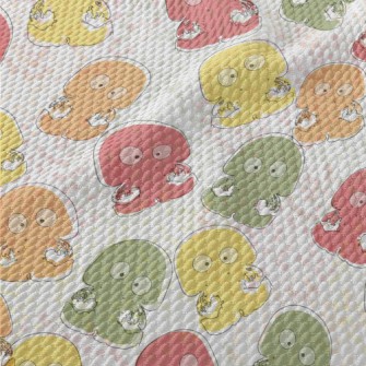 Funny Colorful Jellyfish Birdseye Piqué