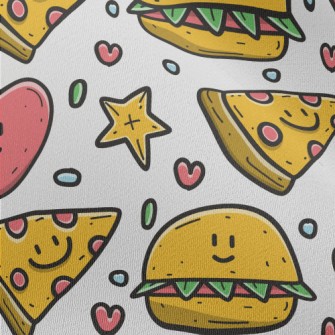 Cartoon Pizza And Hamburger Chiffon