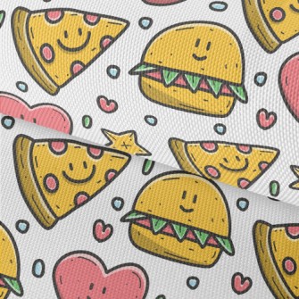 Cartoon Pizza And Hamburger Waterproof Oxford