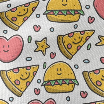 Cartoon Pizza And Hamburger Waterproof Canvas