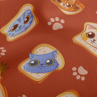 Cat Face With Toast Athletic Mesh Flat Back