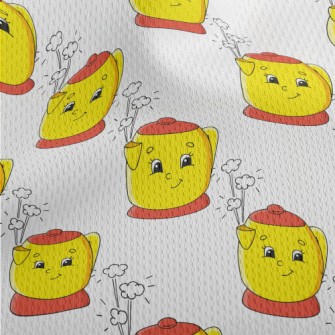 Cartoon Smiley Kettle Athletic Mesh Flat Back