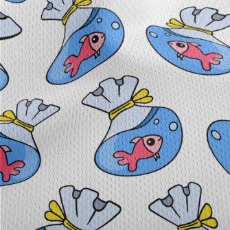 Cute Goldfish In Bag Athletic Mesh Flat Back