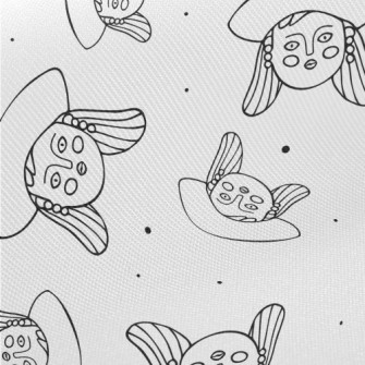 Hand Drawn Cartoon Girl Face Twill