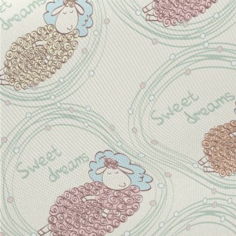 Hand Drawn Sleeping Lamb Twill