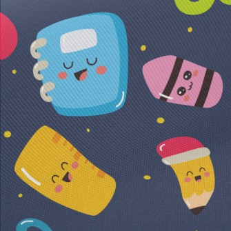 Cartoon School Items Twill
