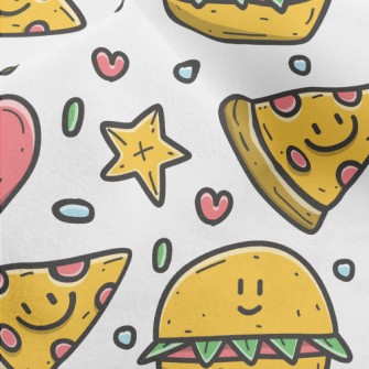 Cartoon Pizza And Hamburger Micro Fleece