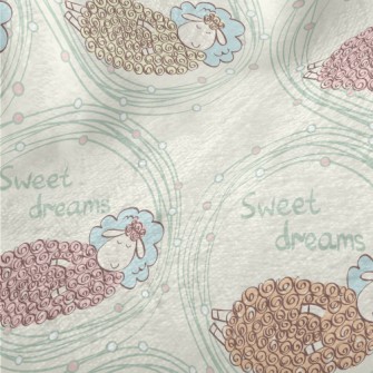 Hand Drawn Sleeping Lamb Minky