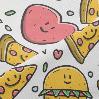 Cartoon Pizza And Hamburger Piqué