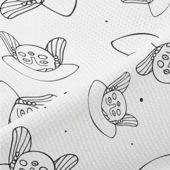 Hand Drawn Cartoon Girl Face Piqué