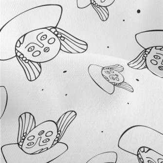 Hand Drawn Cartoon Girl Face Lightweight Performance Linen